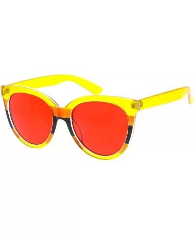 Urban Modern"Kenya" Plastic Frame Sunglasses - Yellow - C218GYH893O $13.24 Oval