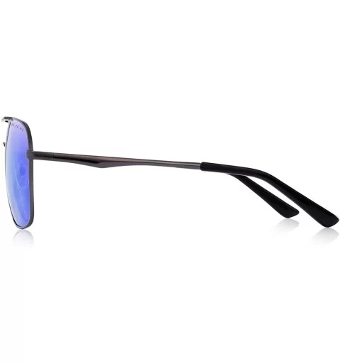 Polarized Mens Sunglasses HD Lens Metal Frame Driving Shades - Blue Mirror - CK18QHYAOHL $36.35 Square