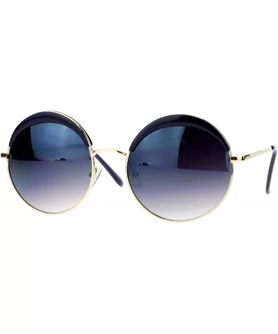 Womens Round Circle Sunglasses Metal Frame Eyebrowed Top Fashion - Gold Purple - CA180R33Z30 $12.34 Round