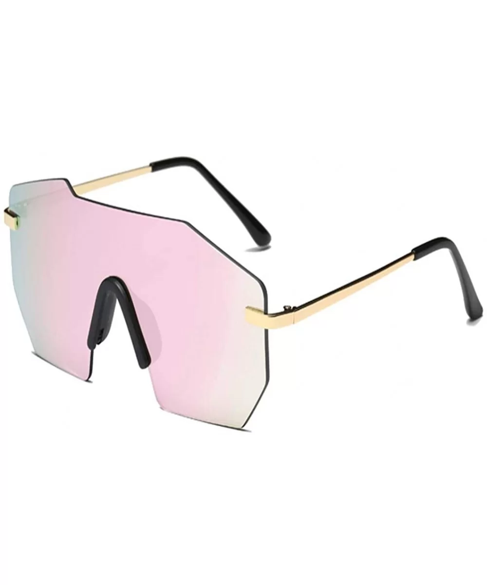 Rimless Sunglasses Men Oversized Goggles Designer Classic Integrated Female Male Unisex Sun Glass - Pink - CZ18Y38OWNE $36.65...