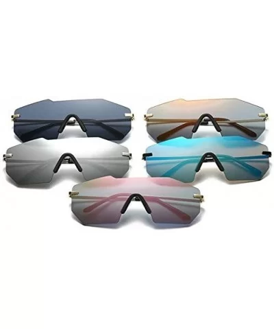 Rimless Sunglasses Men Oversized Goggles Designer Classic Integrated Female Male Unisex Sun Glass - Pink - CZ18Y38OWNE $36.65...