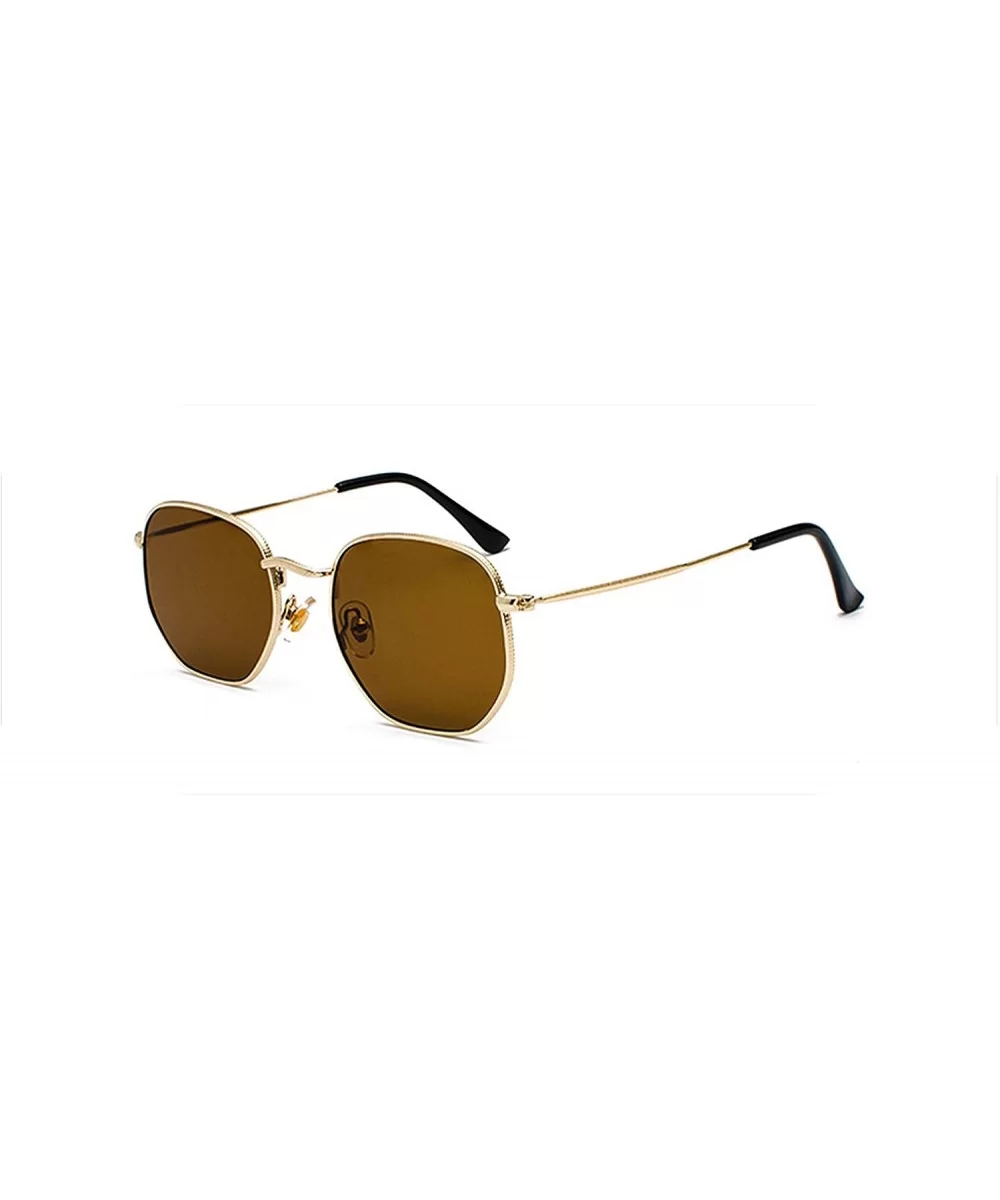 Vintage Gold Sunglasses Men Square Metal Frame Silver Brown Black Small Sun Glasses Female Unisex Summer Style - CC197ZAK6S9 ...