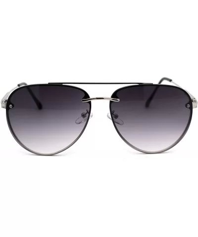 Luxury Rimless Double Bridge Designer Racer Pilots Sunglasses - Silver Smoke - C618WX7GG2D $20.47 Rimless