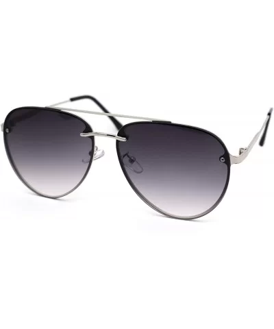 Luxury Rimless Double Bridge Designer Racer Pilots Sunglasses - Silver Smoke - C618WX7GG2D $20.47 Rimless