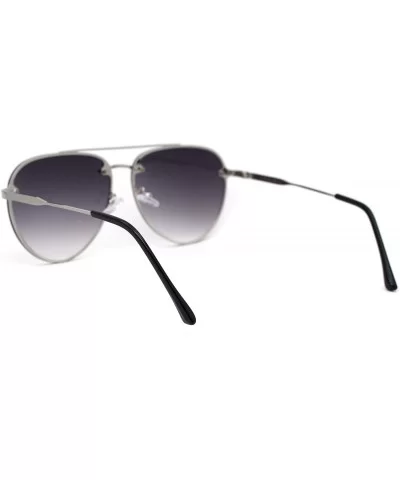 Luxury Rimless Double Bridge Designer Racer Pilots Sunglasses - Silver Smoke - C618WX7GG2D $20.47 Rimless