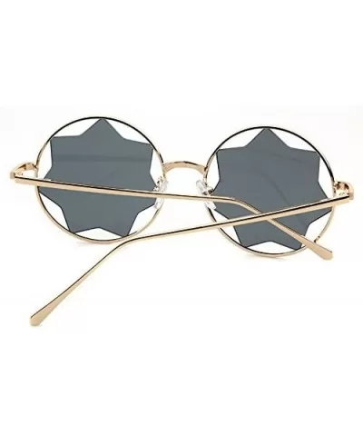 Round Sunglasses Trendy Unisex Glasses Star Mirrored Lens Circle Sunglasses - Gold Frame Muliticolored Lens - C0188WMO6D4 $20...