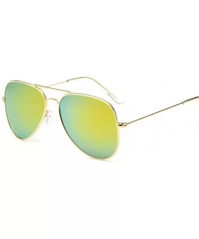 Men's Aviation Sunglasses Women Driving Alloy Frame Polit Mirror Sun Glasses - Gold Gold - CQ194OR9NCU $32.01 Oval