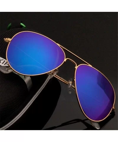 Men's Aviation Sunglasses Women Driving Alloy Frame Polit Mirror Sun Glasses - Gold Gold - CQ194OR9NCU $32.01 Oval