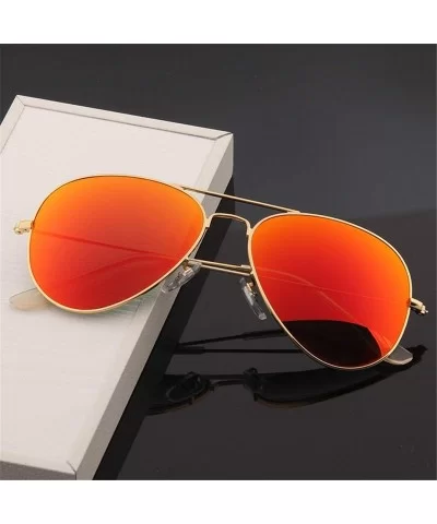 Men's Aviation Sunglasses Women Driving Alloy Frame Polit Mirror Sun Glasses - Gold Gold - CQ194OR9NCU $32.01 Oval