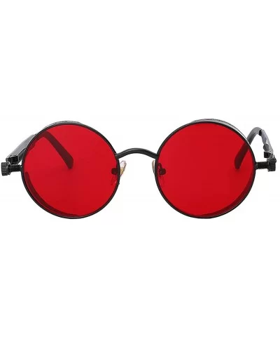 Steampunk Retro Gothic Vintage Hippie Colored Metal Round Circle Frame Sunglasses Colored Lens - C918329DHS3 $16.83 Round