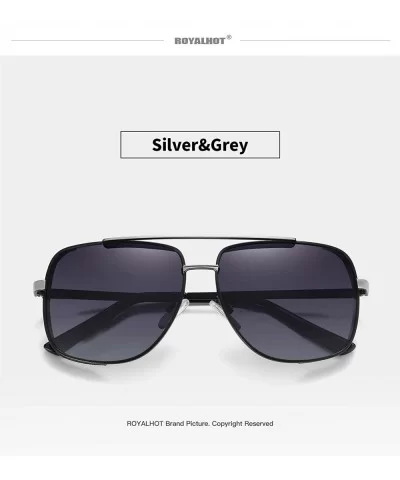 Polarized Square Sunglasses for Men Al-Mg Driving Sun Glasses Womens - Silver Grey - C71953XYOUA $23.02 Sport