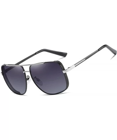 Polarized Square Sunglasses for Men Al-Mg Driving Sun Glasses Womens - Silver Grey - C71953XYOUA $23.02 Sport