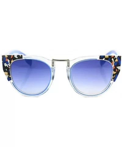 Spray Painted Frame Womens Fashion Sunglasses 1/4 Frame Designed Lens 51mm - Blue/Blue - C012DAQ2BCB $22.51 Rectangular