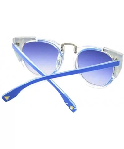 Spray Painted Frame Womens Fashion Sunglasses 1/4 Frame Designed Lens 51mm - Blue/Blue - C012DAQ2BCB $22.51 Rectangular