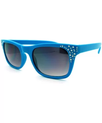 Chic Womens Sunglasses Round Studded Rectangular Cateye Frame - Blue - CO11HEJ0E53 $13.81 Rectangular