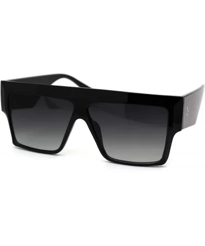 Thick Plastic Mobster Flat Top Hipster Sunglasses - Black Green - CC18YZLLU77 $12.24 Rectangular