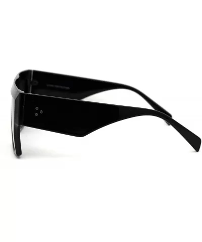 Thick Plastic Mobster Flat Top Hipster Sunglasses - Black Green - CC18YZLLU77 $12.24 Rectangular