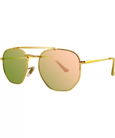 polarized aviator sunglasses retro men and women sunglasses - Pink - C218YLNTSR7 $24.30 Oval