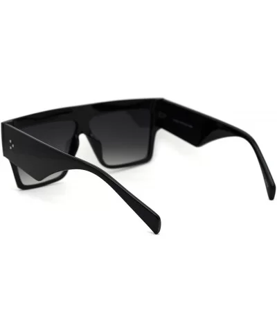 Thick Plastic Mobster Flat Top Hipster Sunglasses - Black Green - CC18YZLLU77 $12.24 Rectangular