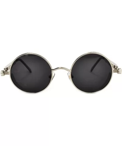 Steampunk Retro Gothic Vintage Colored Metal Round Circle Frame Sunglasses Colored Lens - C0186THML0N $16.21 Round