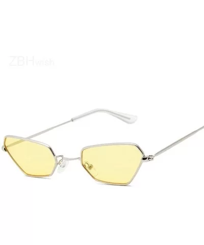 Retro Small Cat Eye Sunglasses Women Vintage Brand Shades Yellow SilverYellow - Silverpurple - C318XAKXH2U $12.61 Aviator