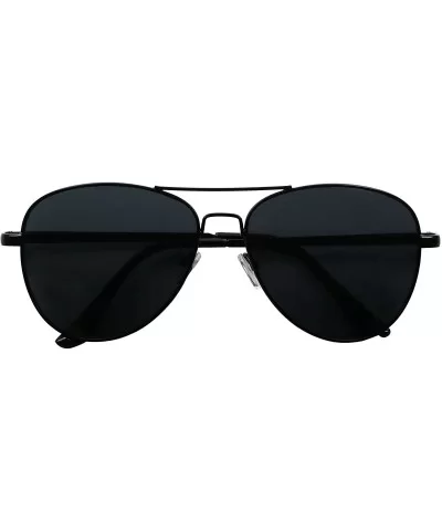 Classic All Black Pilot Aviator Sunglasses Metal Frame Double Brow Tear Drop Cop Casual Retro Shades - CP12NU1NFAC $13.57 Avi...