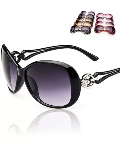 Women Fashion Oval Shape UV400 Framed Sunglasses Sunglasses - Black - CD197W0GDH7 $24.78 Oval