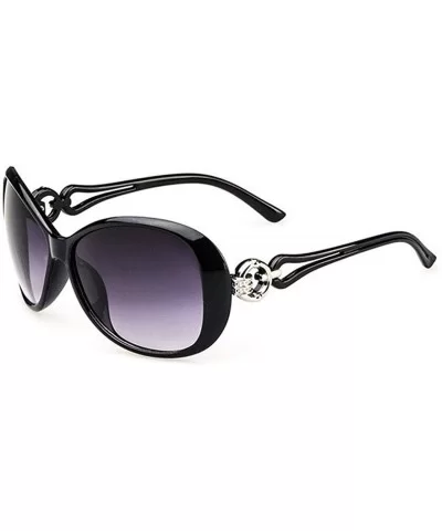 Women Fashion Oval Shape UV400 Framed Sunglasses Sunglasses - Black - CD197W0GDH7 $24.78 Oval