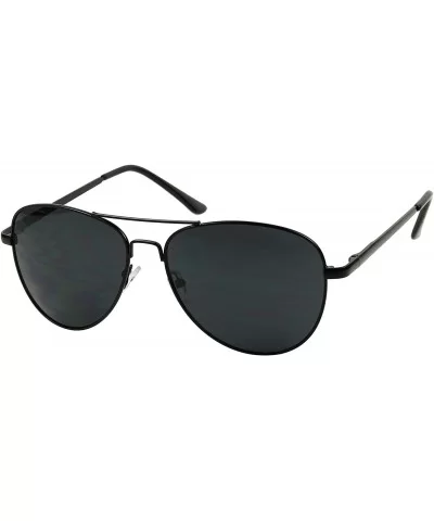 Classic All Black Pilot Aviator Sunglasses Metal Frame Double Brow Tear Drop Cop Casual Retro Shades - CP12NU1NFAC $13.57 Avi...