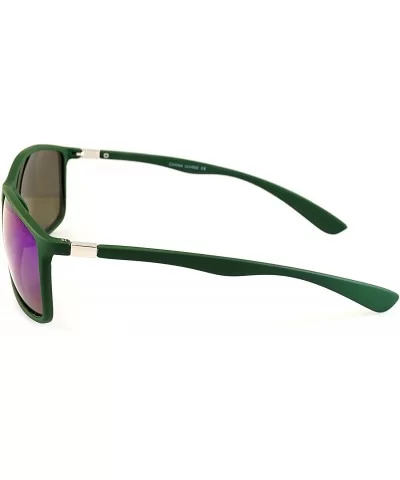 Unisex Polarized Sports Sunglasses- 53 mm Mirrored Smoke Lens P002 - Green Frame With Blue Mirrored Lens - C2185ERG3TX $18.53...