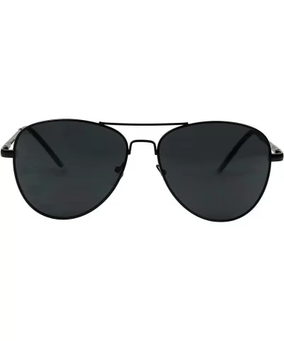 Classic All Black Pilot Aviator Sunglasses Metal Frame Double Brow Tear Drop Cop Casual Retro Shades - CP12NU1NFAC $13.57 Avi...