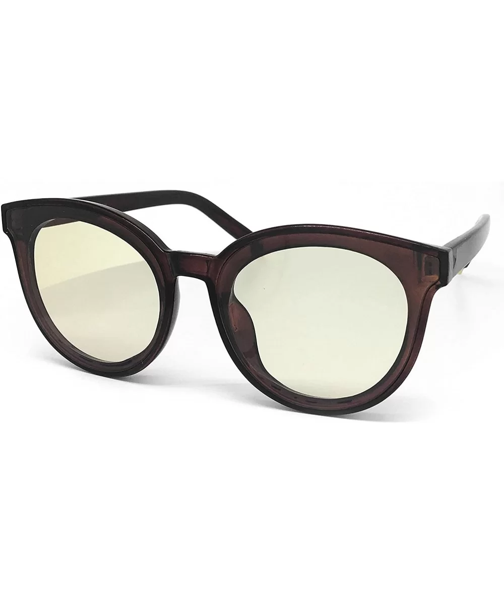 7296-1 Premium Oversize Fashion Candy Tint Sunglasses - Brown/ Clear Yellow - CO18ORUAAKU $22.40 Oversized