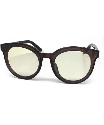 7296-1 Premium Oversize Fashion Candy Tint Sunglasses - Brown/ Clear Yellow - CO18ORUAAKU $22.40 Oversized