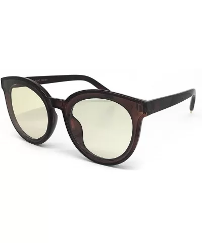 7296-1 Premium Oversize Fashion Candy Tint Sunglasses - Brown/ Clear Yellow - CO18ORUAAKU $22.40 Oversized