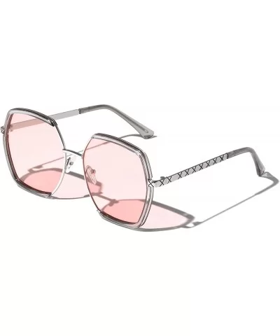 Geometric X Temple Fashion Sunglasses - Pink - C819745KD4Q $19.48 Butterfly