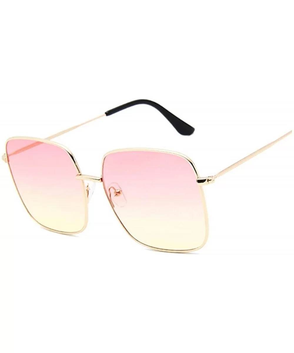 Retro Big Square Sunglasses Women Er Pink Sun Glasses Ladies Alloy Quality Female Oculus De Sol - Pink Yellow - CT198AI0E7N $...