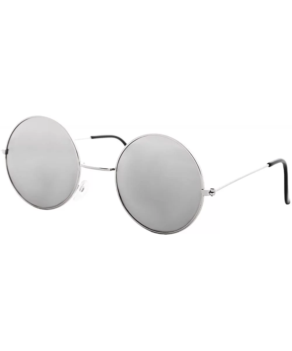 Small Round Sunglasses Men Women Mirrored Lens Classic Vintage Stylish - CV18ULEOWQQ $14.31 Round