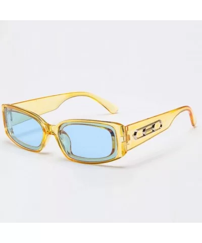 Women Narrow Oval Sunglasses Square Frame Shades Sports UV400 SunGlasses Goggles Eyeglasses - Yellow - C818U035QLM $12.67 Oval