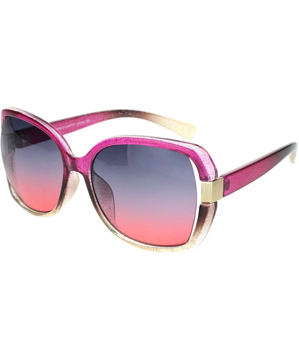 Womens 90s Exposed Side Lens Rectangular Butterfly Plastic Sunglasses - Purple Brown - CN18OE67W8X $12.88 Rectangular