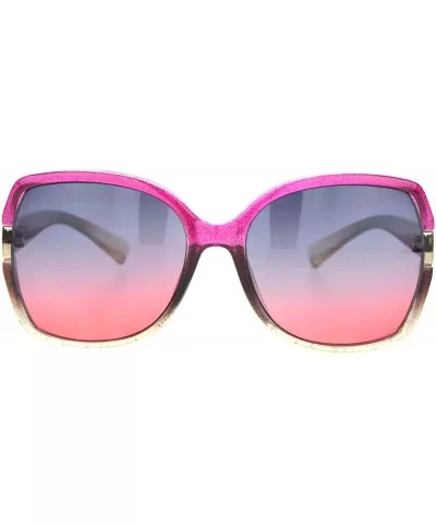 Womens 90s Exposed Side Lens Rectangular Butterfly Plastic Sunglasses - Purple Brown - CN18OE67W8X $12.88 Rectangular