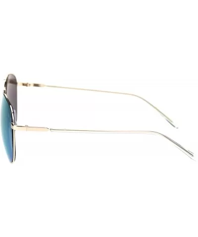 Womens Rectangular Boyfriend Style Officer Racer Metal Rim Sunglasses - Gold Purple Mirror - CV18ROT9WQN $16.25 Rectangular