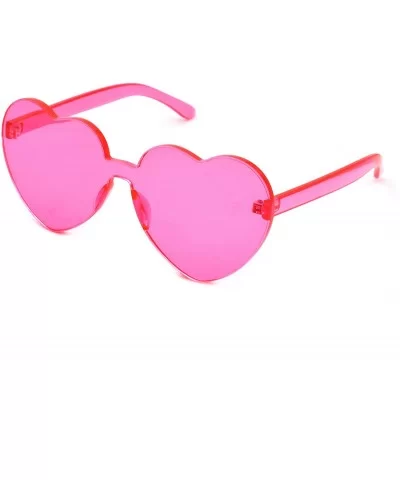 Love Heart Shaped Sunglasses for Women - Deep Pink - CB18XH7OG3L $11.45 Rimless