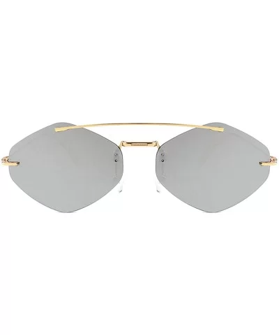 Classic style Frame less Irregular Sunglasses for Men or Women metal PC UV 400 Protection Sunglasses - White - C318SZTQZKG $3...