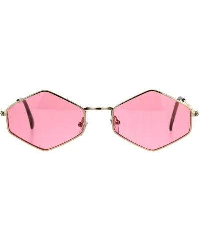 Hippie Groovy Diamond Pimp Metal Rim Sunglasses - Gold Pink - CJ180UIN3GX $16.77 Rectangular