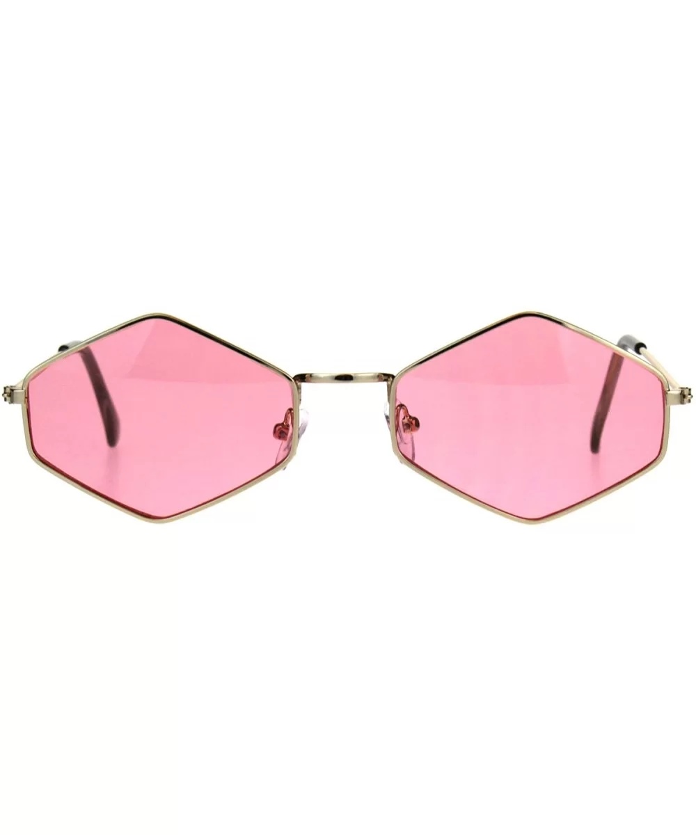 Hippie Groovy Diamond Pimp Metal Rim Sunglasses - Gold Pink - CJ180UIN3GX $16.77 Rectangular