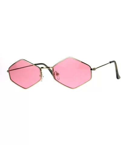 Hippie Groovy Diamond Pimp Metal Rim Sunglasses - Gold Pink - CJ180UIN3GX $16.77 Rectangular