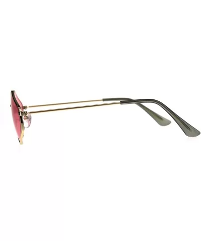 Hippie Groovy Diamond Pimp Metal Rim Sunglasses - Gold Pink - CJ180UIN3GX $16.77 Rectangular