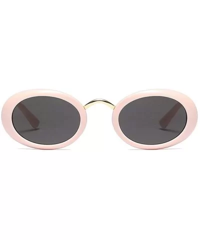 Trendy Hip Hop Oval Sunglasses Men Women Small Frame Brand Glasses Designer Fashion Male Female Shades - CV192QT9AM4 $17.15 Oval