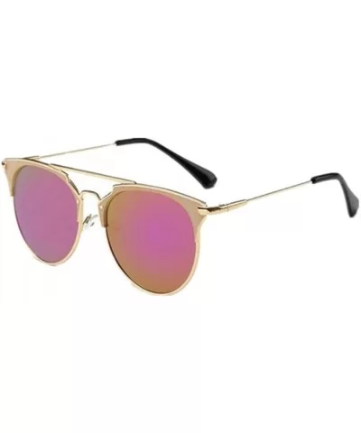 Women Round Retro Vintage Anti-Reflective UV400 Half Frame Glasses Sunglasses - Purple - CQ182EOXDW9 $12.49 Rimless