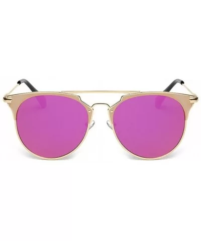 Women Round Retro Vintage Anti-Reflective UV400 Half Frame Glasses Sunglasses - Purple - CQ182EOXDW9 $12.49 Rimless